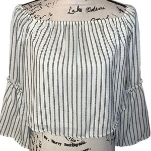 ALTAR'D STATE off-white black striped crop top‎ Small nwt